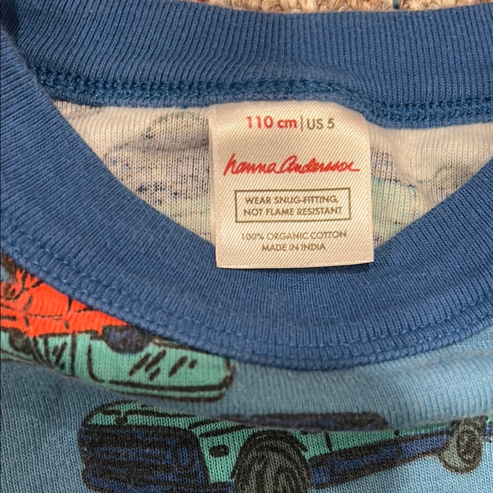 Hanna Andersson kid's Long Sleeve Car Print Pajama Set - Blue/Teal - Picture 3 of 3